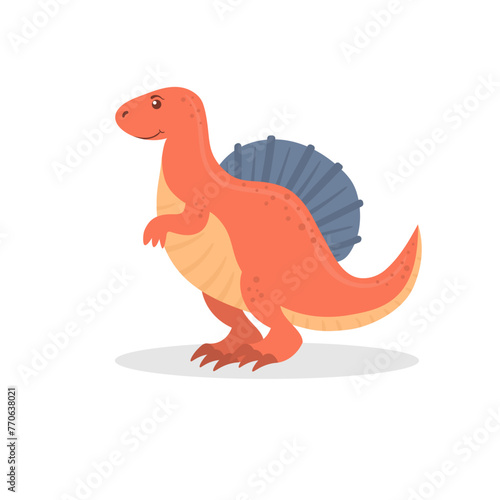 Cute dinosaur  funny ancient brontosaurus and green triceratops. Cartoon dinosaurs icon collection isolated on white background. Flat vector illustration in childish style. 