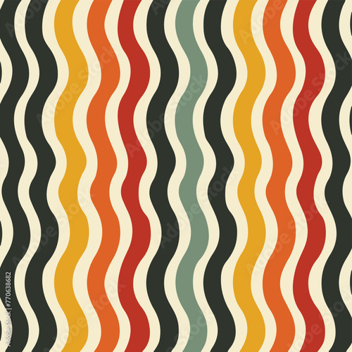 Striped Wave Summer Retro 70s Colors Seamles Pattern