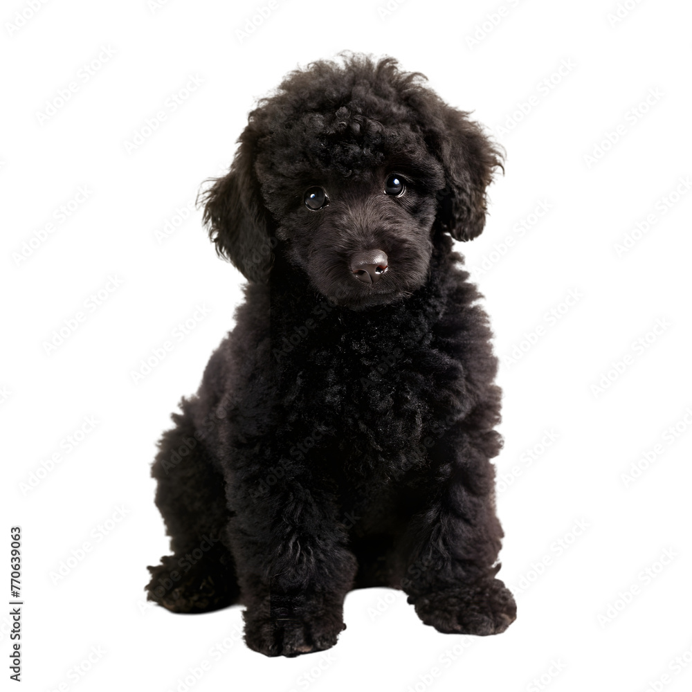 young black labradoodle playing isolated young black labradoodle playing isolated