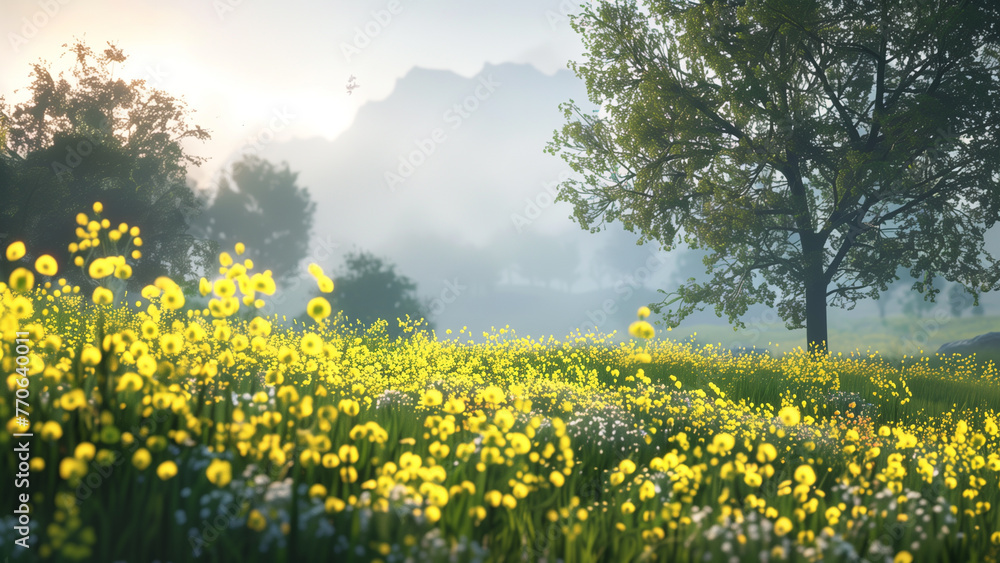 Awakening Fields: Early Morning in a Rapeseed Landscape Awakening Fields: Early Morning in a Rapeseed Landscape