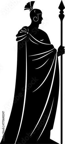 An imposing silhouette of a Spartan warrior, excellent for historical themes and educational materials on ancient civilizations.