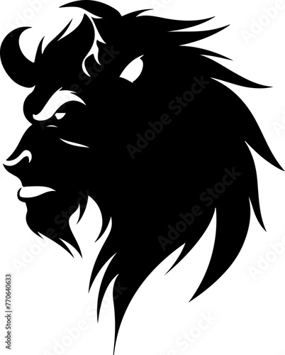 This striking silhouette depicts a mythical beast  combining features of a lion and a ram  suitable for fantasy-themed projects.