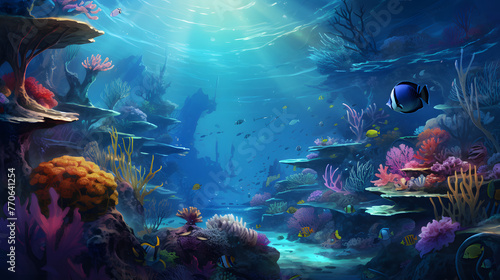 underwater world dreamy cool wallpaper illustration, underwater world