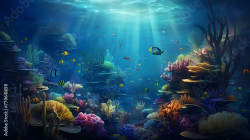 underwater world dreamy cool wallpaper illustration, underwater world © MrJeans