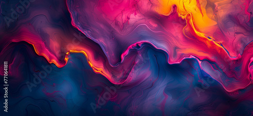 A colorful painting with a blue and purple background