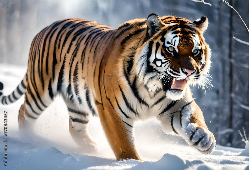 Fototapeta premium tiger in snow