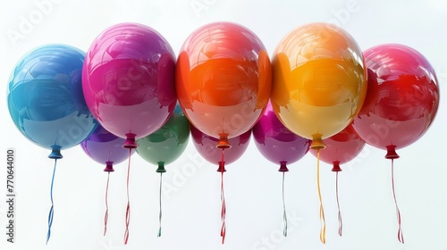 cluster of colorful balloons rising into the sky during a festive celebration