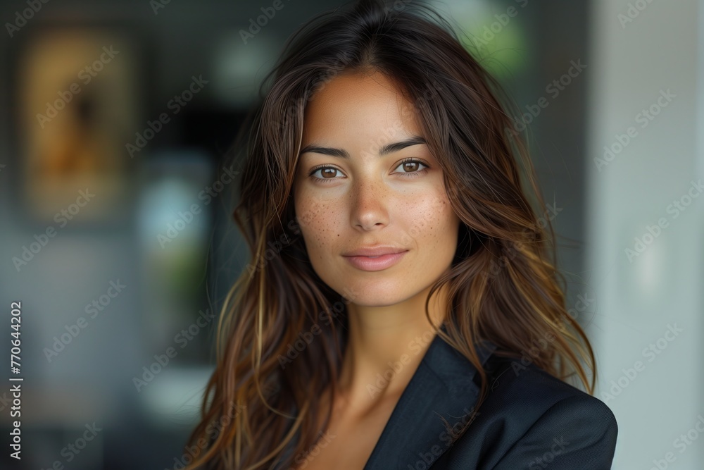 Woman with striking gaze in elegant setting Woman with striking gaze in elegant setting