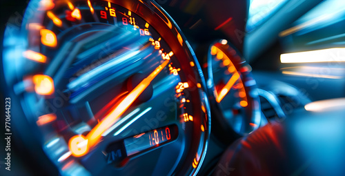 a close up of a car dashboard with the speedometer