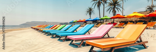 Mediterranean Bliss: A Glimpse of Sun-Kissed Shores, Where Sunbeds and Umbrellas Await the Days Visitors