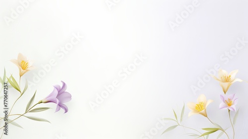Elegant Lilies and Foliage on Pristine White Background © Pui
