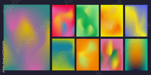Set Gradient Background. Creative Liquid Paint for Advertising, Web, Social Media, Poster, Banner, Cover. Abstract Vector Illustration
