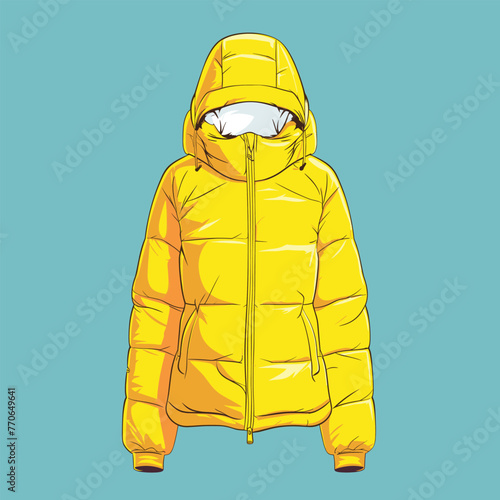 Vibrant illustration of a yellow puffer jacket.
