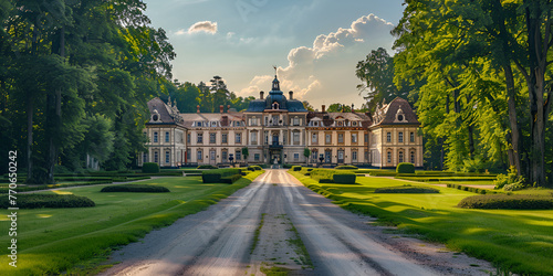 Rundāle Palace, Latvia - June 20th 2018 - The amazing garden of the Rundāle Palace, one hour drive from the capital Riga in Latvia. generative ai 