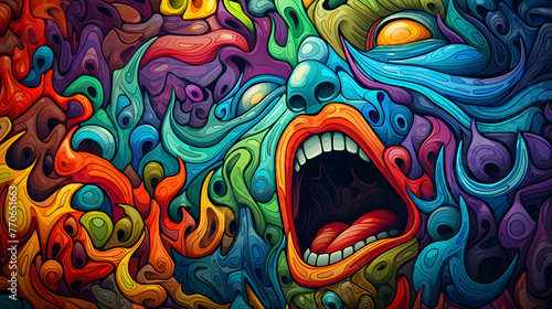 colorful spychedelic style wallpaper, psychedelic style wallpapper colorful vibe, trippy wallpaper, tipping © MrJeans