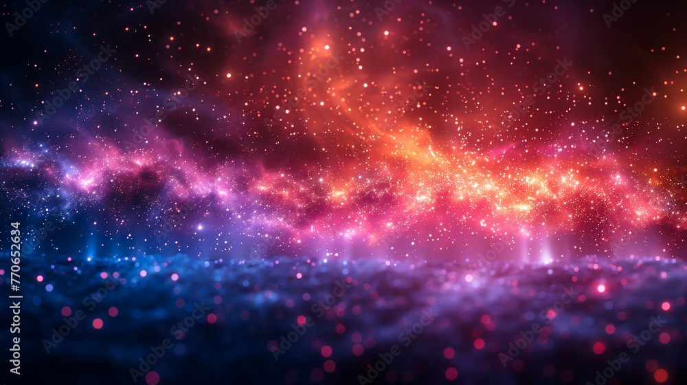Futuristic neon blue light nebula radiating energy in the vastness of dark space - Generative AI