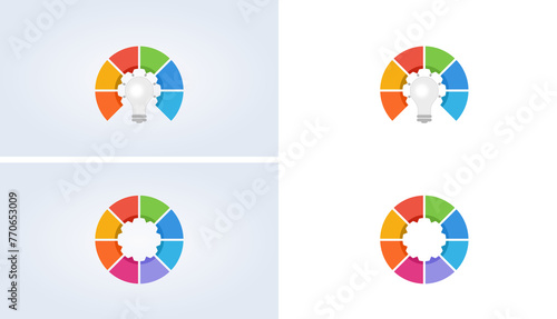 set of colorful circle with bulb idea infographic, Add your icon and text.