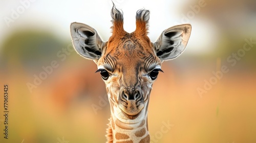 Angolan Giraffe (Giraffa camelopardalis angolensis), young animal, animal portrait, Moremi Wildlife Reserve, Ngamiland, Botswana, Africa photo