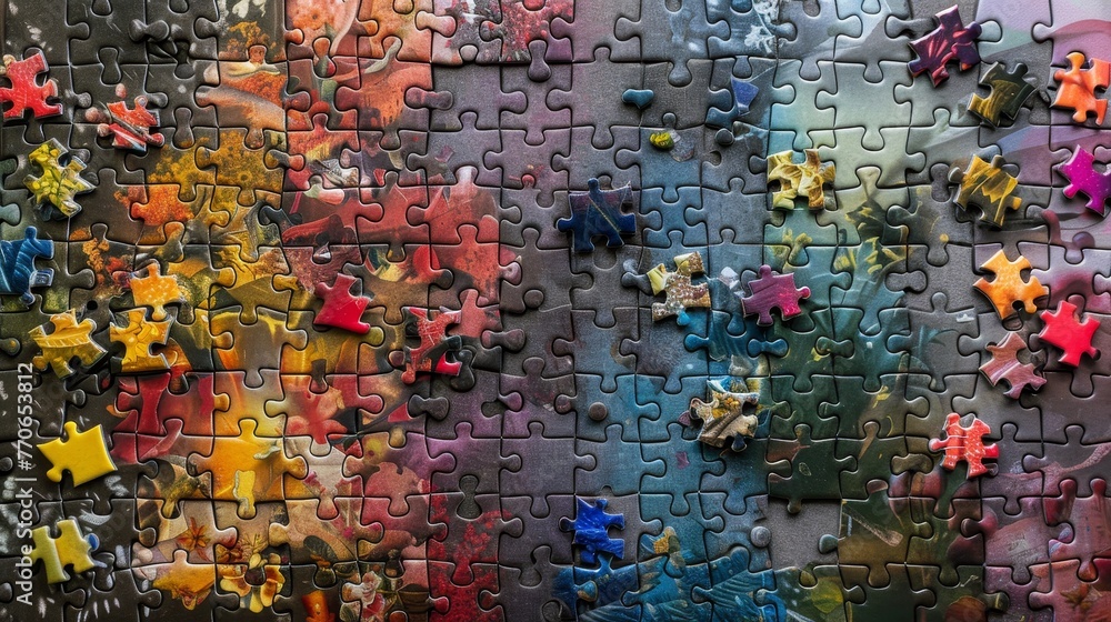 Obraz premium Puzzle: A completed jigsaw puzzle