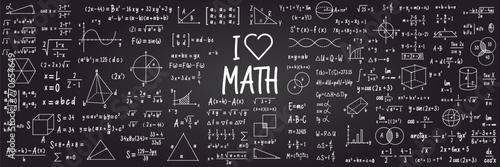 Hand drawn math symbols. Math symbols trendy modern geometric background. photo
