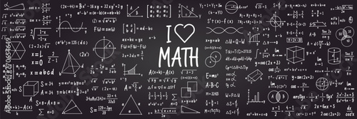 Hand drawn math symbols. Math symbols trendy modern geometric background.