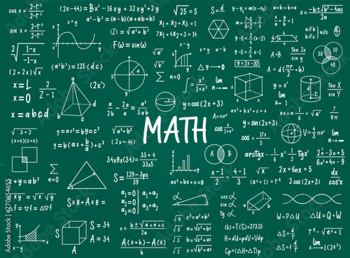 Hand drawn math symbols. Math symbols trendy modern geometric background.