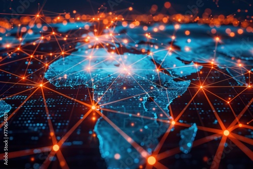 Global Business Network Connections  international business connections with an image showing a network of interconnected dots representing global business hubs  AI