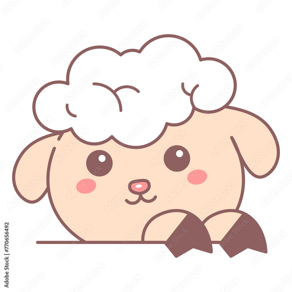 Cute sheep head icon vector isolated. Illustration of a funny baby animal with white fur. Happy little lamb. Cute sheep head icon vector isolated. Illustration of a funny baby animal with white fur. Happy little lamb.