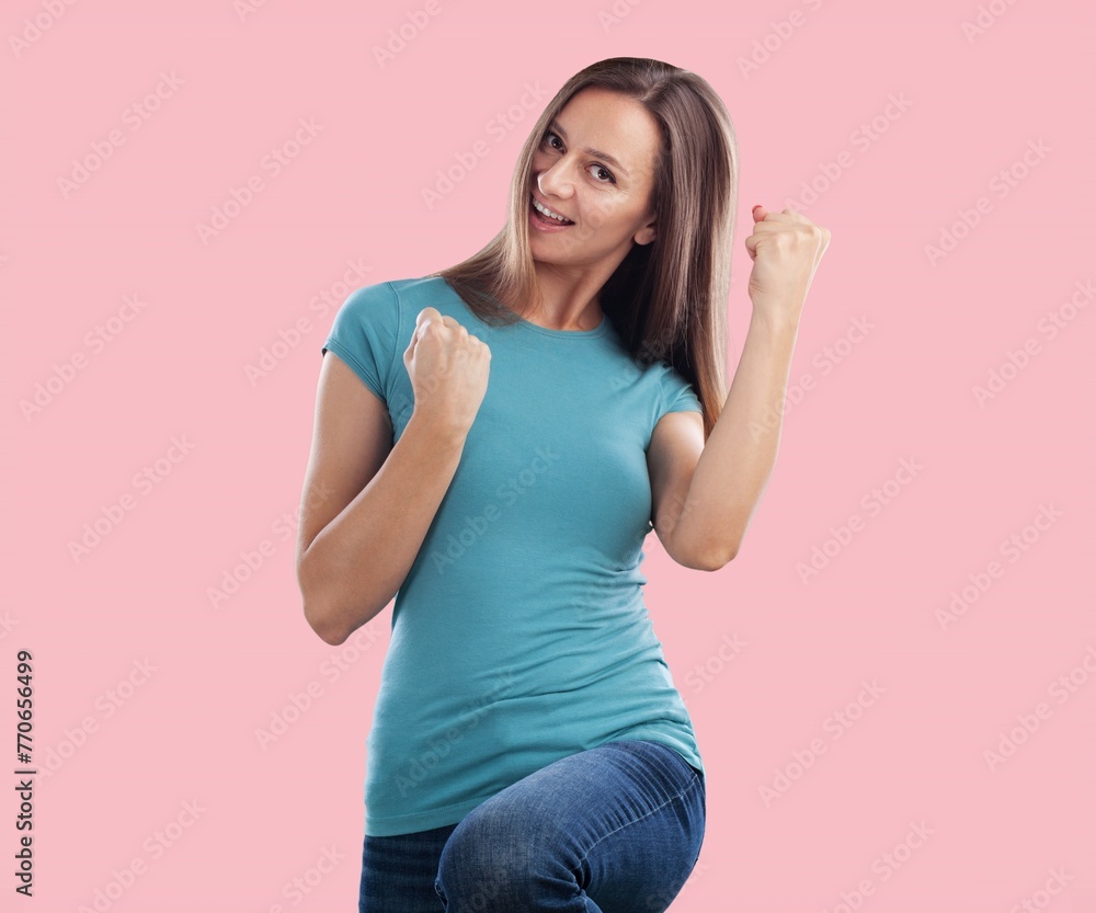 excited young happy woman winner gesture excited young happy woman winner gesture