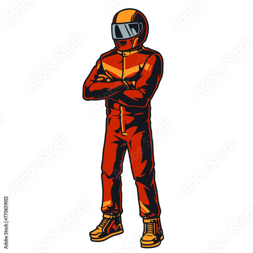 Motorsport racer colorful vintage element