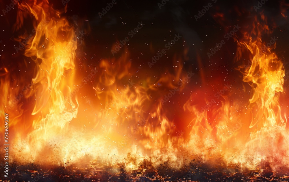A close up of a fire with orange flames A close up of a fire with orange flames