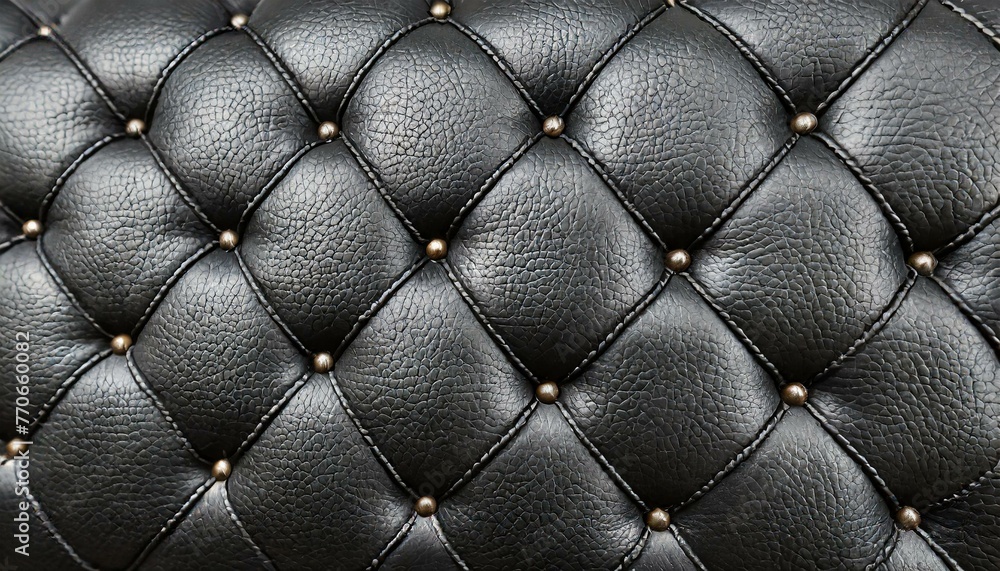 Black leather upholstery. Close-up texture of genuine leather with ...