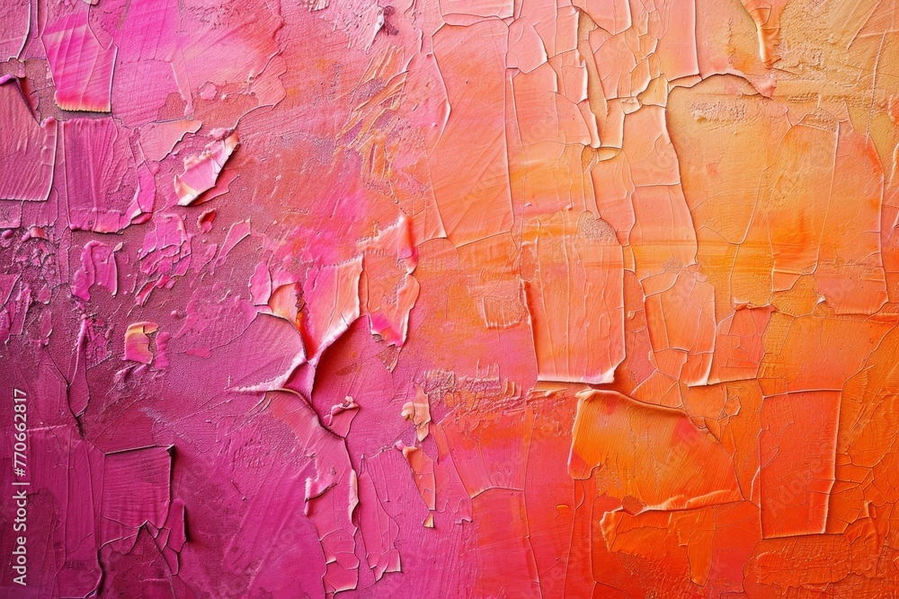 黄色とピンクのパレットナイフの油絵（背景・抽象・グラデーション）