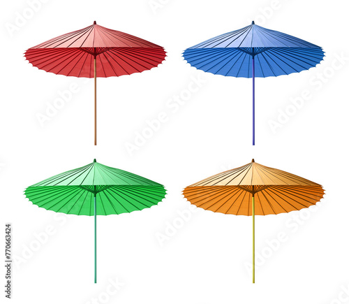 Cocktail umbrella or Paper Parasol Set Isolated on Transparent Background
