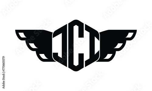 JCI polygon wings logo design vector template. photo