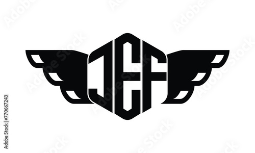 JEF polygon wings logo design vector template. photo