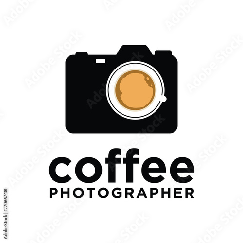 Camera Photo with coffee for Photography Studio logo design and cafes restaurant