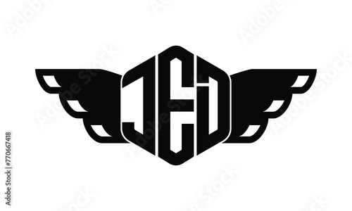 JED polygon wings logo design vector template.
