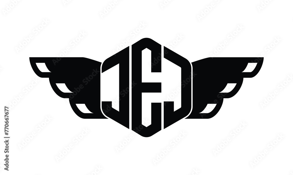 JEJ polygon wings logo design vector template. - obrazy, fototapety, plakaty 