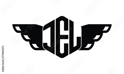 JEL polygon wings logo design vector template.