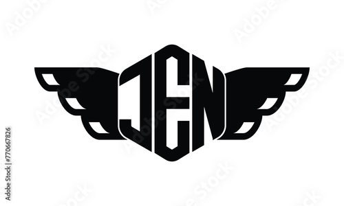 JEN polygon wings logo design vector template. photo
