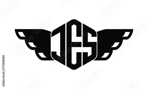 JES polygon wings logo design vector template. photo