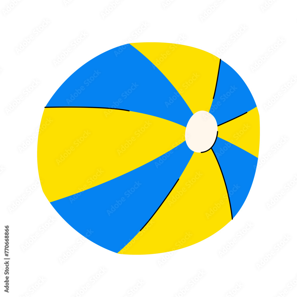 Striped beach ball. Hand drawn vector illustration. Striped beach ball. Hand drawn vector illustration.