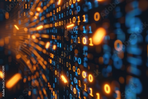 Binary code flowing across a computer screen, showcasing the digital nature of data-driven strategies