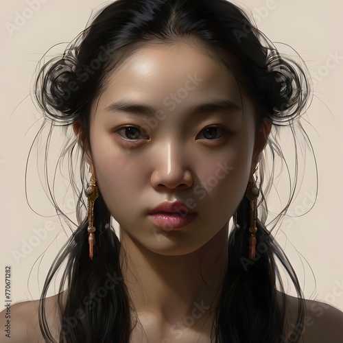 Portrait of a fair skin Asian lady  
