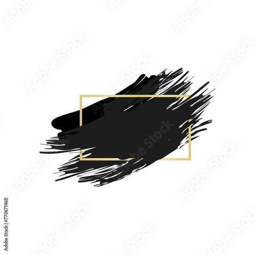 Ink black splatter mud stain enclosed in a frame .