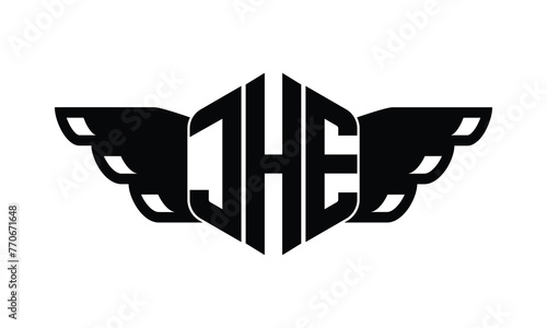 JHE polygon wings logo design vector template. photo