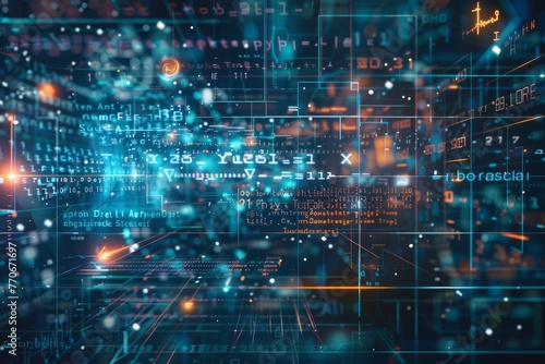 A mid-angle shot of abstract mathematical equations and formulas floating in space, symbolizing analytical rigor behind data-driven strategies
