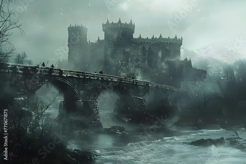 Bridge of Guardians The Enigmatic Path to the Misty Castle Across the Turbulent River