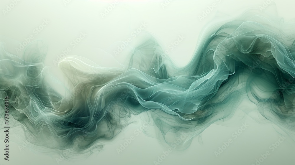 Transparent green smoke cloud, isolated on a lighte background. Generated by artificial intelligence.